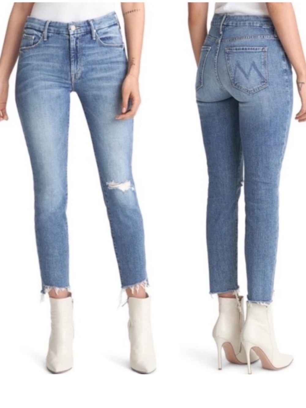 MOTHER The Looker Ankle Step Fray Jeans in Exposed Secret Sister Size 25